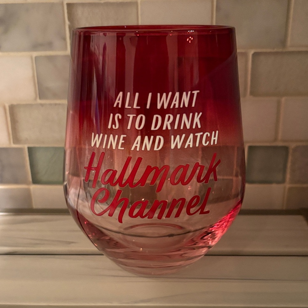 Red Hallmark Channel Wine Glass 🍷 15oz NWOT